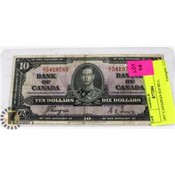 1937 CANADIAN $10 BILL.