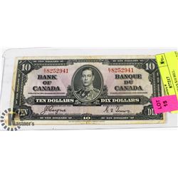 1937 CANADIAN $10 BILL.