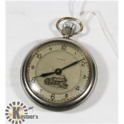 VINTAGE ELENA RAILROAD POCKET WATCH, WORKS.