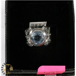 LADIES BLUE QUARTZ SILVER 925 RING, SIZE 6