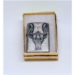 AUTHENTIC ZIPPO LIGHTER W/ A LONGHORN CATTLE SKULL