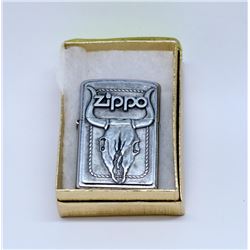 AUTHENTIC ZIPPO LIGHTER W/ A LONGHORN CATTLE SKULL