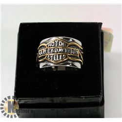 HARLEY DAVIDSON SILVER & GOLD TONED MENS RING