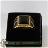 Image 1 : GOLD & BLACK MENS MASONIC MENS RING WITH BLACK