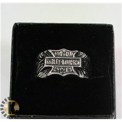 HARLEY DAVIDSON SILVER TONED MENS LOGO RING