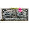 Image 1 : 1937 BANK OF CANADA FIVE DOLLAR BANKNOTE