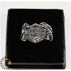 SILVER TONED HARLEY DAVIDSON LOGO MENS RING