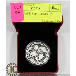 2015 HOLOGRAM $15 MAPLE SERIES 1 OZ FINE SILVER