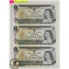 Image 1 : THREE UNCUT 1973 CANADIAN ONE DOLLAR BILLS