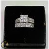Image 1 : STERLING SILVER CZ LADIES WEDDING RING SET SIZE 8.
