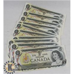 19 CONSECUTIVE 1973 CANADIAN $1 NOTES