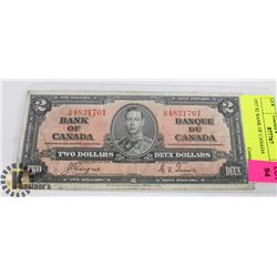 1937 BANK OF CANADA $2 BANKNOTE
