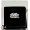 Image 1 : STERLING SILVER CZ LADIES WEDDING RING SET SIZE 9.