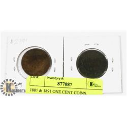 1887 & 1891 CANADIAN ONE CENT COINS.