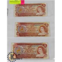 LOT OF 1974 CANADIAN $2 BANK NOTES.