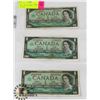Image 1 : LOT OF THREE 1967 CANADIAN $1 BANK NOTES.