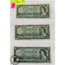 LOT OF 1954 CANADIAN $1 BANKNOTES.
