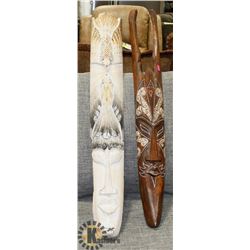 LOT OF 2 WOOD CARVED MASKS (1 HAS DAMAGE ON BACK)