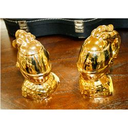 SET OF 2 GOLD KNIGHTS STEIN HEAD DRINKING