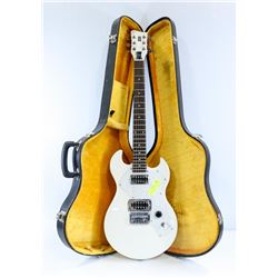 FIRST ACT ELECTRIC WHITE GUITAR WITH HARD CASE.