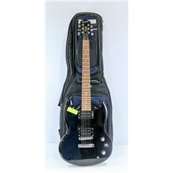 EPIPHONE SG ELECTRIC BLACK GUITAR WITH SOFT CASE.