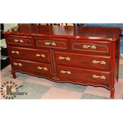 WOOD TONE 7 DRAWER DRESSER, 64"X18"X31.5".
