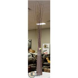 CLAY VASE WITH WILLOW BRANCHES.