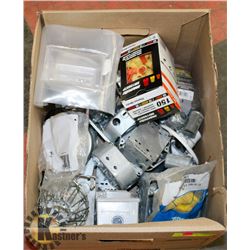 BOX OF ASSORTED ELECTRICAL BOXES AND SUPPLIES