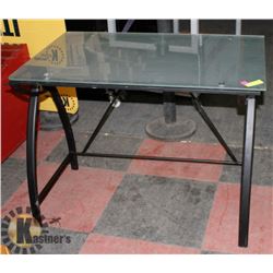 GLASS TOP DESK - TOP IS NOT SECURED TO BASE,