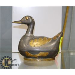 DUCK WITH LAYERED BRASS TRINKET BOX