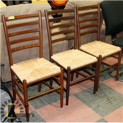 SET OF 3 DINETTE CHAIRS - MADE IN ITALY, WICKER &