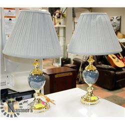 SET OF 2 DECORATIVE BLUE GLASS & GOLD