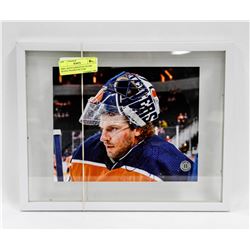 MIKE SMITH EDMONTON OILERS SIGNED FRAMED PICTURE.