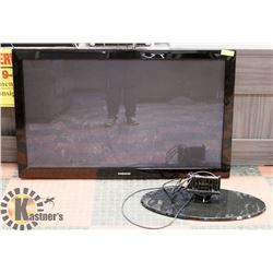 SAMSUNG PLASMA TV WITH STAND AND REMOTE.