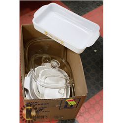 BOX  OF FIREKING AND CORNINGWARE BAKEWARE