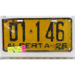 1926 ALBERTA AUTO LICENSE PLATE