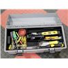 Image 1 : GREY TOOL BOX WITH TOOLS.