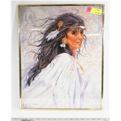 NATIVE LADY FRAMED PICTURE