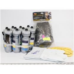 2 PAIRS OF WORK GLOVES AND NEW KNEE PADS WITH