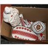 Image 1 : BOX OF ASSORTED UKRAINIAN DISHES AND ORNAMENTS