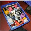 Image 1 : PLASTIC STORAGE TOTE WITH ASSORTED SEWING SUPPLIES