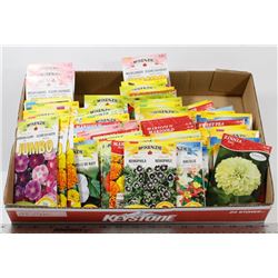 150 FLOWER SEED PACKS, ASSORTED BRANDS.