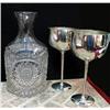 Image 1 : Heavy pressed glass decanter and two ta