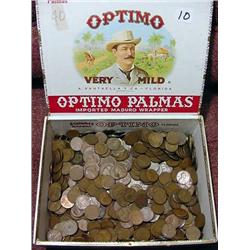 Cigar Box of 1000 Wheat Pennies