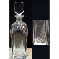 Orrefors wheel cut crystal decanter, si