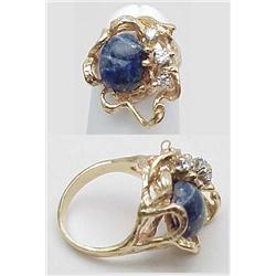 Lapis and diamond ring 14kt yellow gold