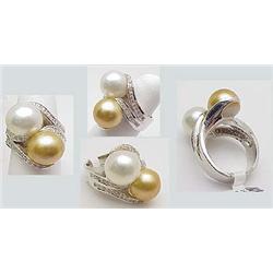 Diamond & pearl ring 0.41ctw with 11-12