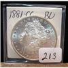 Image 1 : 1881-CC Morgan Silver Dollar  BU