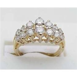 Diamond ring 1Ctw two row band 14kt yel