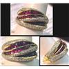 Image 1 : Ruby and diamond ring 18kt yellow gold,